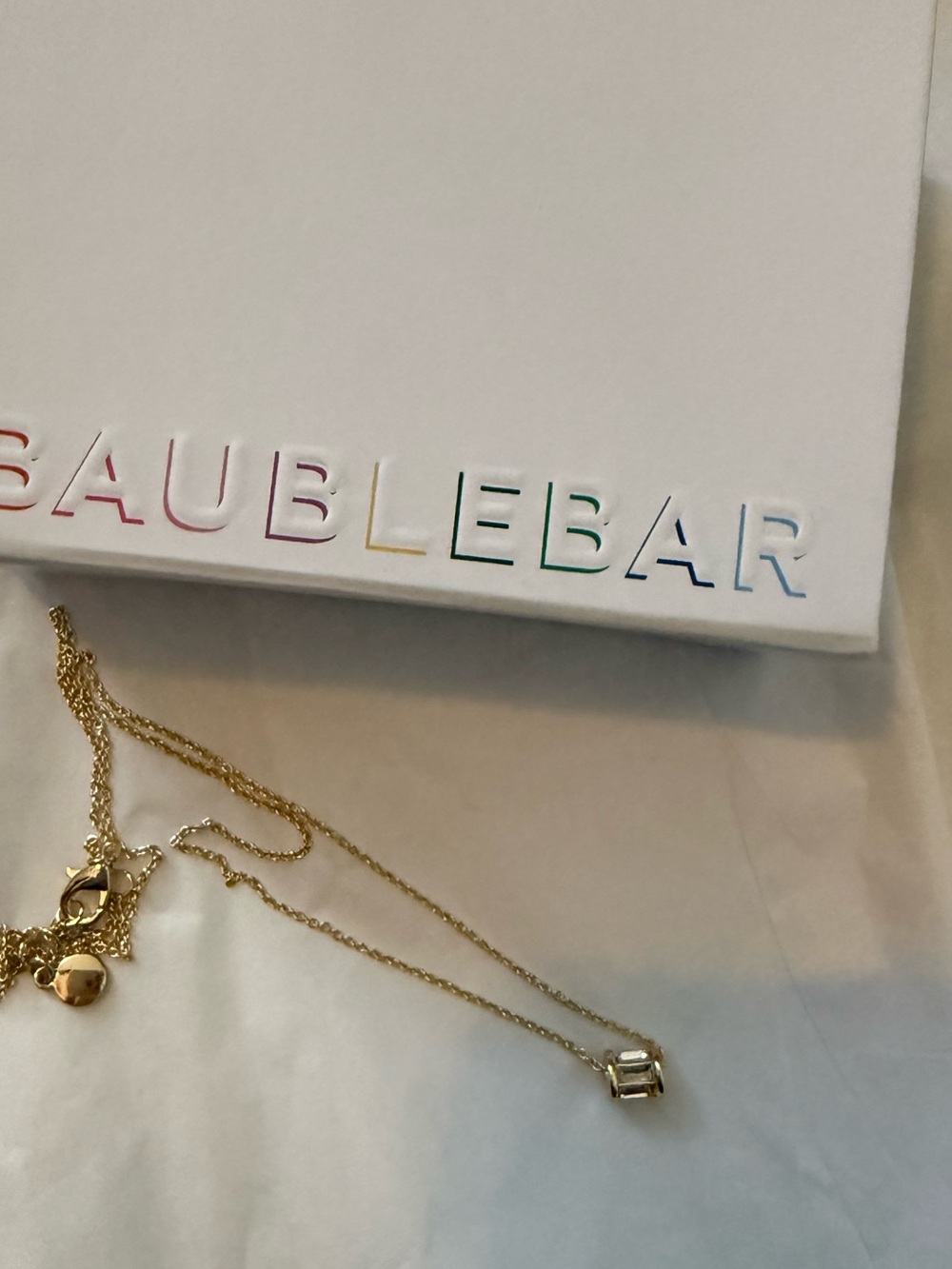 BaubleBar Gold Chain Necklace with Clear Cubic Pendant